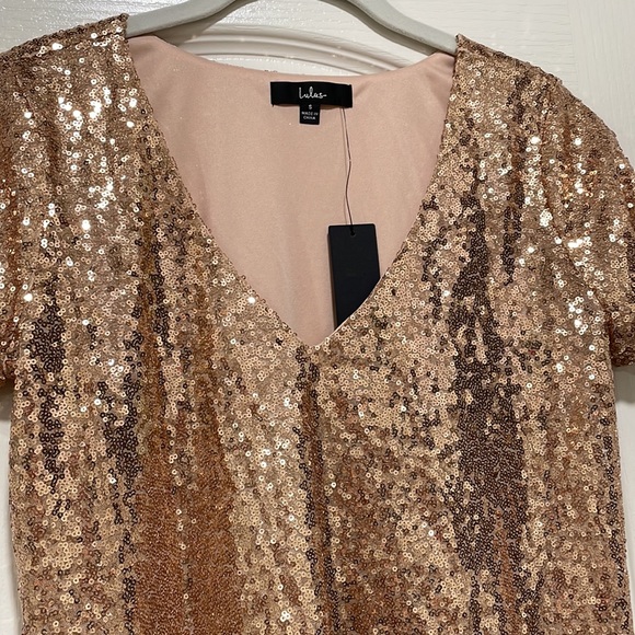 Lulus- Light Up The Night- Shift Dress- Champagne - Picture 2 of 7